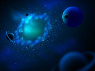 Cosmic galaxy background with nebula, stardust and bright shining stars. Brochures, posters, or...