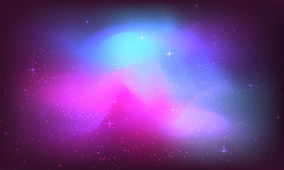 Cosmic galaxy background with nebula, stardust and bright shining stars. Brochures, posters, or...