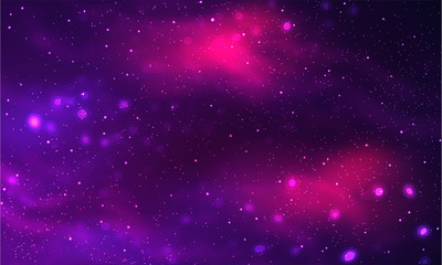 Cosmic galaxy background with nebula, stardust and bright shining stars. Brochures, posters, or banner design.