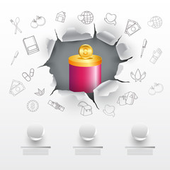 Paper art, donation concept with doodles.