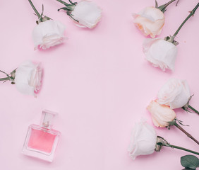 Pink background with pastel roses