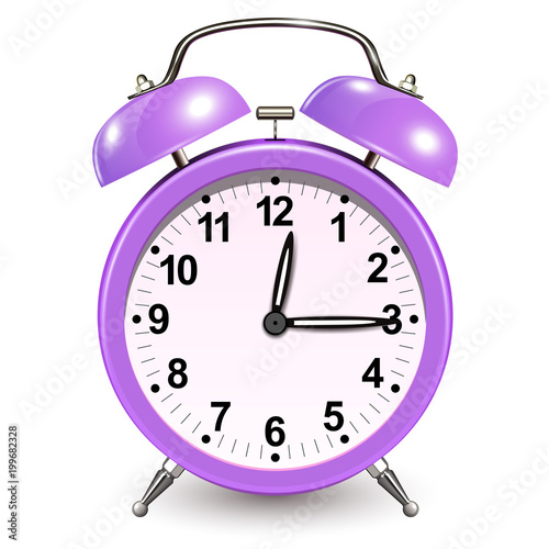 "Alarm clock purple, vector icon design." Stock image and royaltyfree