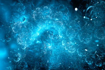 Blue glowing spherical fractal abstract background