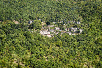 Fototapeta na wymiar Village in Gorge of Vikos in Greece. Zagoria region. National park of Pindus mountain. Greece. Epirus