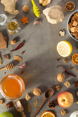 Obraz na płótnie Canvas healthy food on stone table