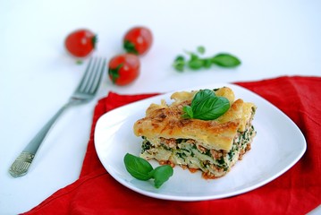 Lasagne with turkey and spinach