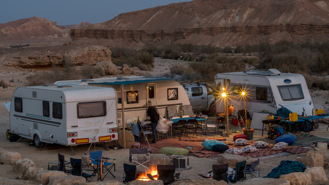 Caravan/ RV camping vacation in Mitzpe Ramon, Israel