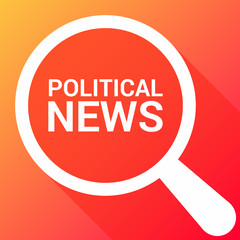 News Concept: Magnifying Optical Glass With Words Political News