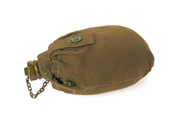 army outfit, water bottle on white background