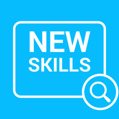 Studying Concept: Magnifying Optical Glass With Words New Skills