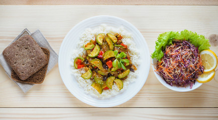 Homemade rice with vegetable. Rustic style.
