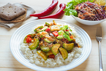 Homemade rice with vegetable. Rustic style.
