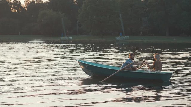 Young couple in a boat on vacation
