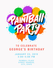 Paintball party. Invitation template. - obrazy, fototapety, plakaty