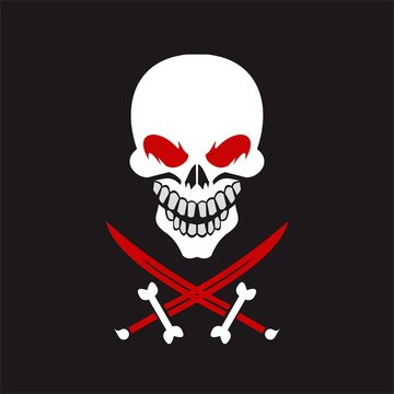 skull and sword logo for pirates