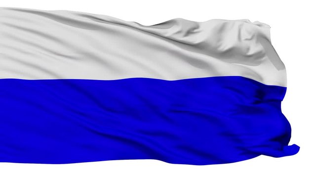 Mlada Boleslav flag, city of Czech Republic, realistic animation isolated on white seamless loop - 10 seconds long (alpha channel is included)