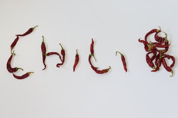 Scritta Chili con peperoncini rossi