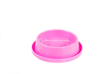 Pink Pet bowl for dog on isolated white background. Pet Accessories