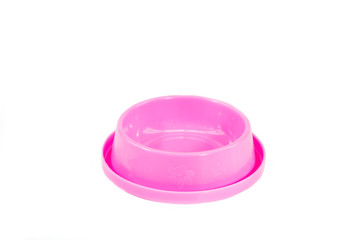Pink Pet bowl for dog on isolated white background. Pet Accessories