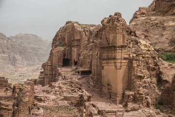 Mortuary temple carved in stone in Petra