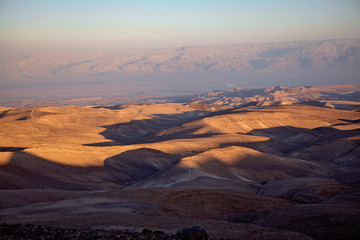 Sunset in Negev natural reserve, part of Israel National Trail in Judaean Desert