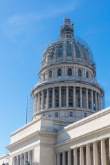 Obraz premium Works on the Famous National Capitol (Capitolio Nacional) building. The National Capitol Building was the seat of government in Cuba until the Cuban in 1959.