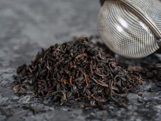 Earl grey tea on granite background