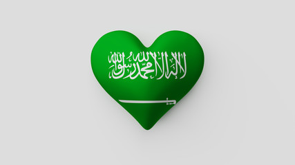 Corazón bandera Arabia Saudí. 3D