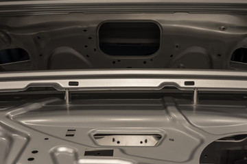Metal parts of a car in automotive production