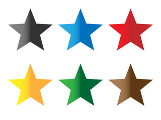 set stars color on white background. colorful stars sign. flat style.