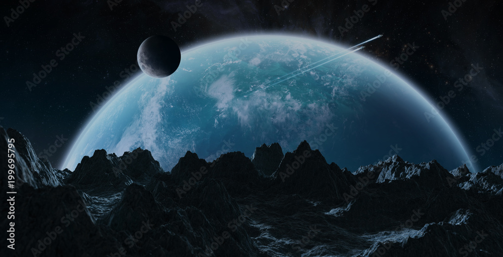 Wall mural asteroids flying close to planet earth 3d rendering elements of this image furnished by nasa