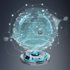 Globe network hologram projector with digital connection 3D rendering