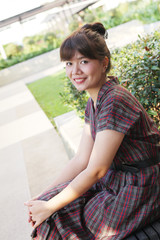 Naklejka premium Woman outdoors in the parks