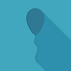Blue balloon icon in flat long shadow design