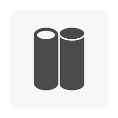 Steel or iron pipe product vector icon.  Hollow structural section (HSS) or round or hollow cylinder profile shape. Used as framing, truss structure in engineering, construction and building material.