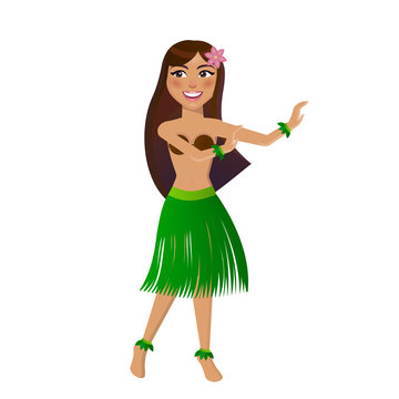 vector illustration: Hawaiian girl on the white background