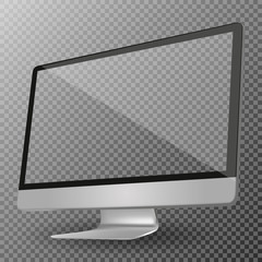 Computer display with blank screen isolated on a transparent background