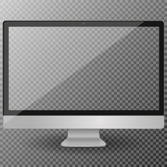 Computer display with blank screen isolated on a transparent background