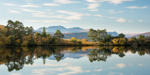Fototapeta na wymiar Reflections, Loch Dromannan near Ullapool, Scotland