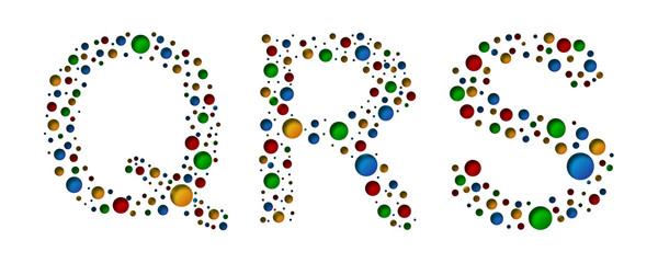 Q R S colorful dotted letters. Vector illustration