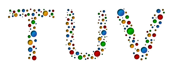 T U V colorful dotted letters. Vector illustration