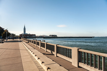 View of a San Francisco Ferry Building near Rincon Park, San Francisco, California ,