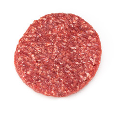 Raw fresh hamburger meat isolated on white.