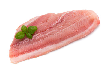 Fillet of Fish Pangasius. Isolated on white background.