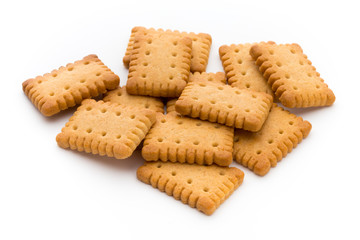 Tasty cookies biscuits on the  isolated background.