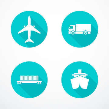 Set of transportation icons. Vector illustration