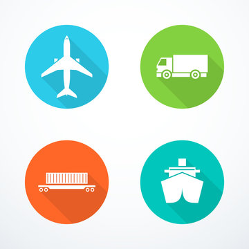 Set of transportation icons. Vector illustration