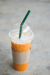 Iced milk tea or Thai milk tea