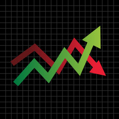 Green and red arrow for business 
