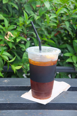 Morning ice coffee on the terrace
